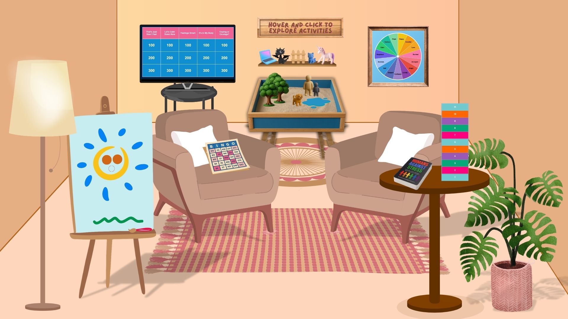 Try the cozy office environment for your virtual therapy session to welcome and engage clients